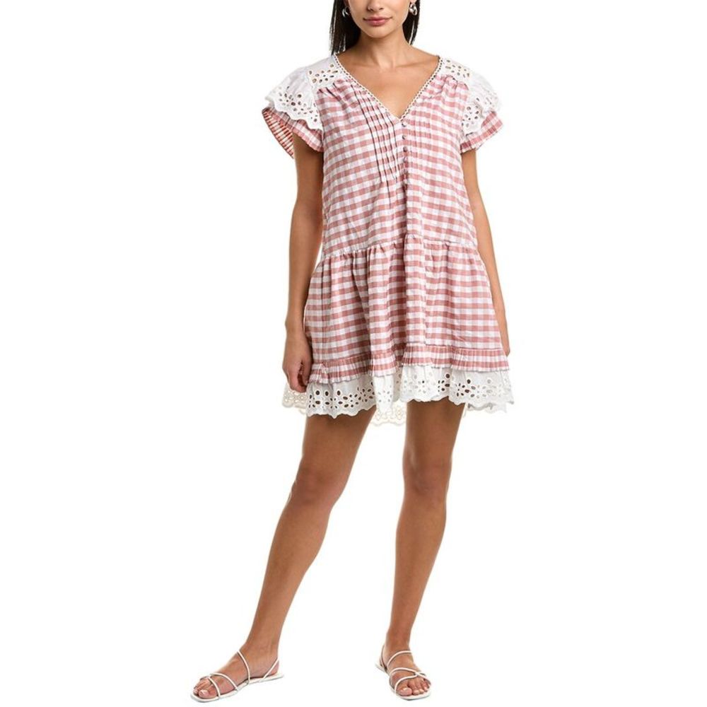 Hunter Bell Pink and White Gingham Midi Dress